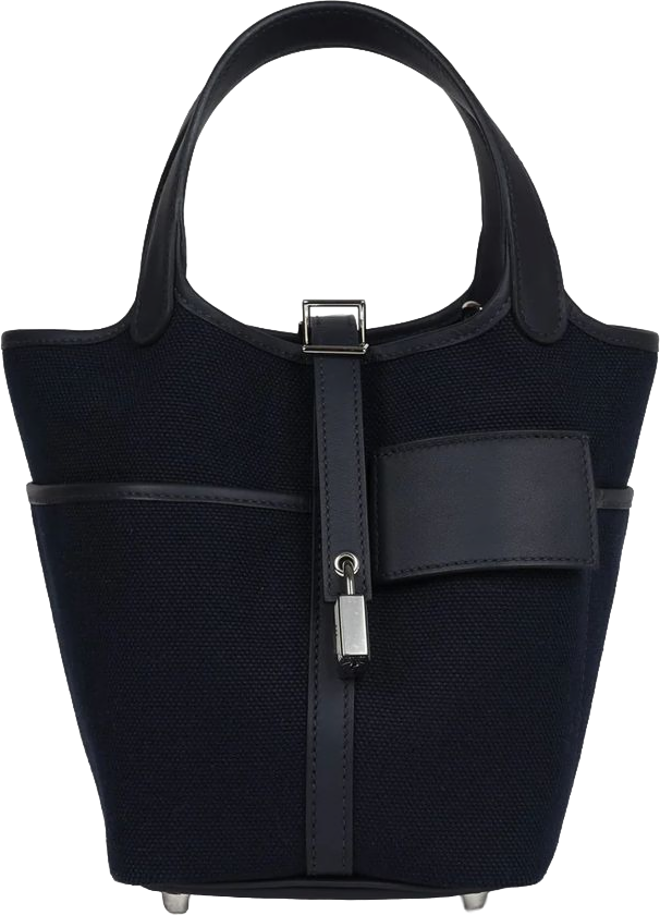 Hermes Picotin Cargo 18 Caban Swift and Black Toile Canvas Palladium Hardware