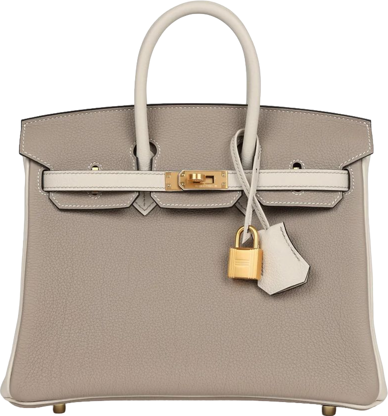 Hermes Special Order (HSS) Birkin 25 Gris Asphalte and Craie Togo Brushed Gold Hardware