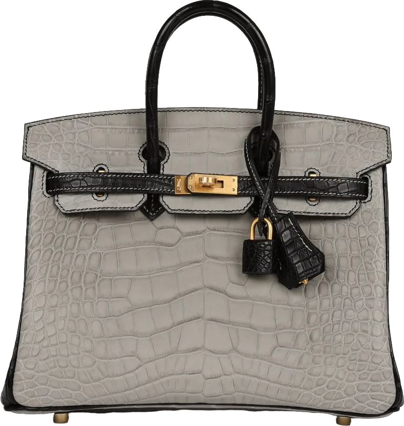 Hermes Special Order (HSS) Birkin 25 Gris Perle and Black Matte Alligator Mississippienis Brushed Gold Hardware Hermes Special Order (HSS) Birkin 25 Gris Perle and Black Matte Alligator Mississippienis Brushed Gold Hardware