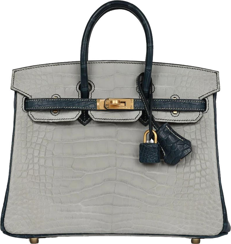 Hermes Special Order (HSS) Birkin 25 Gris Perle and Vert Rousseau Matte Alligator Brushed Gold Hardware Hermes Special Order (HSS) Birkin 25 Gris Perle and Vert Rousseau Matte Alligator Brushed Gold Hardware