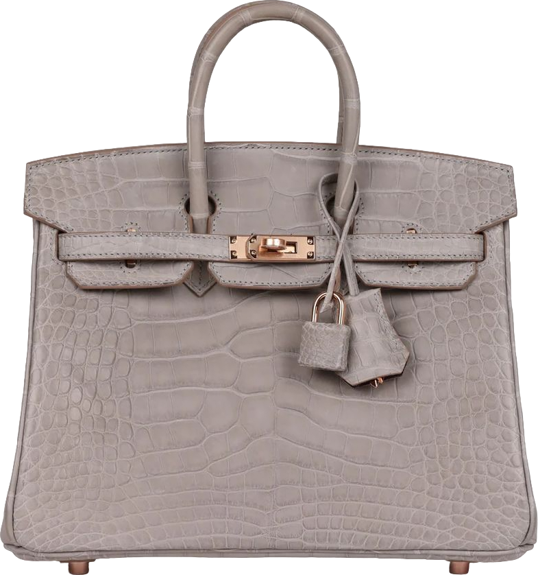 Hermes Special Order (HSS) Birkin 25 Gris Perle Verso Matte Alligator Rose Gold Hardware
