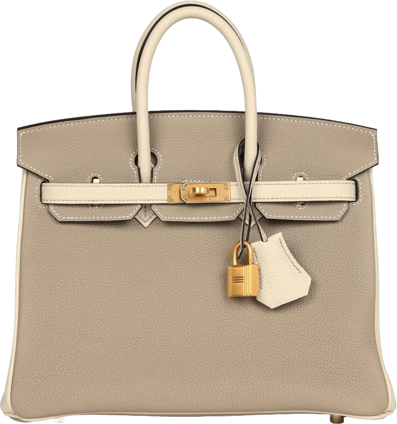 Hermes Special Order (HSS) Birkin 25 Gris Tourterelle and Craie Togo Brushed Gold Hardware Hermes Special Order (HSS) Birkin 25 Gris Tourterelle and Craie Togo Brushed Gold Hardware