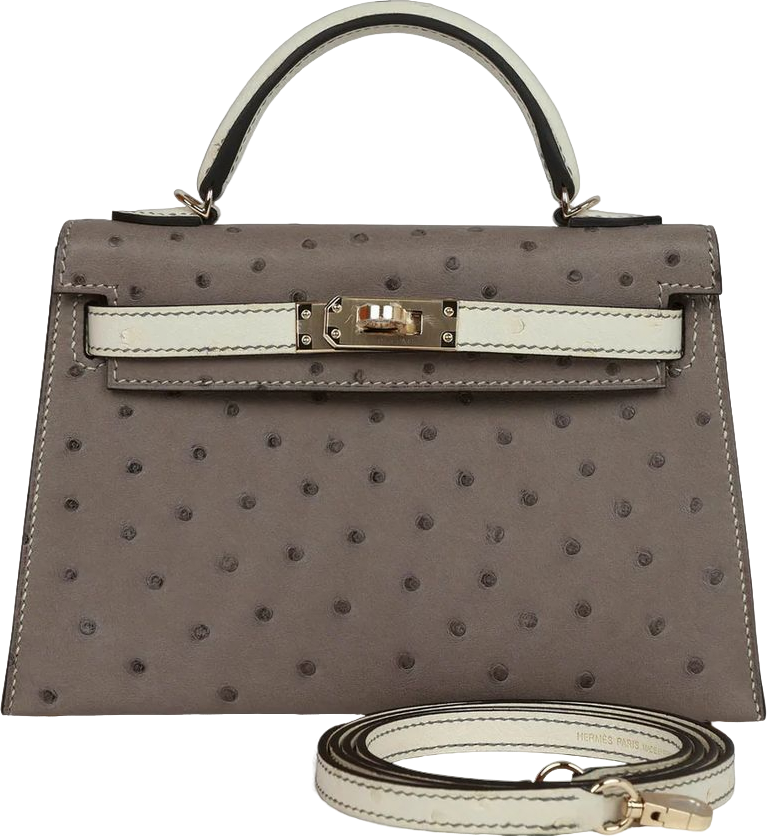 Hermes Special Order (HSS) Kelly Sellier 20 Gris Tourterelle and Beton Ostrich Permabrass Hardware Hermes Special Order (HSS) Kelly Sellier 20 Gris Tourterelle and Beton Ostrich Permabrass Hardware