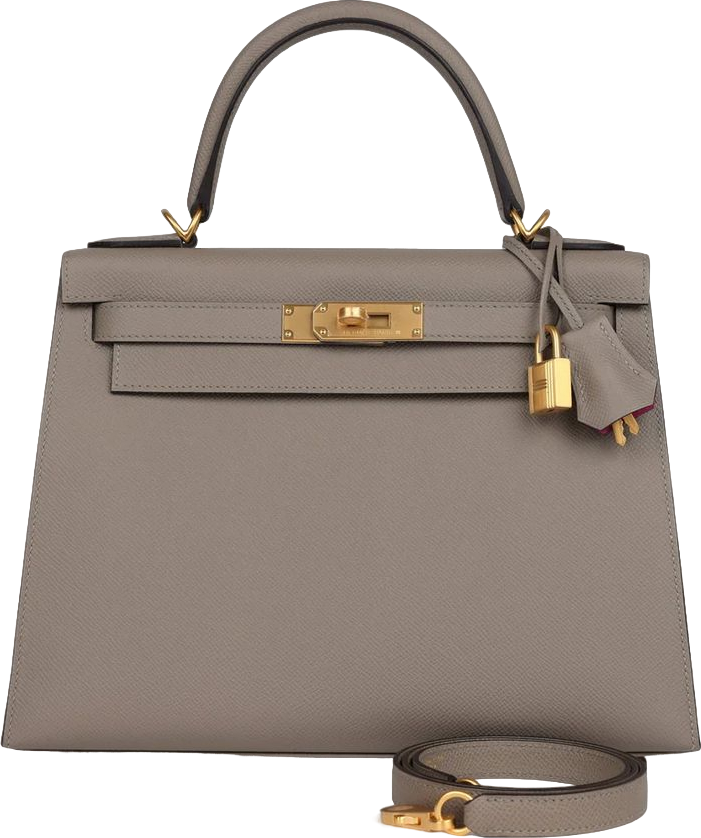 Hermes Special Order (HSS) Kelly Sellier 28 Gris Asphalte Verso Epsom Brushed Gold Hardware
