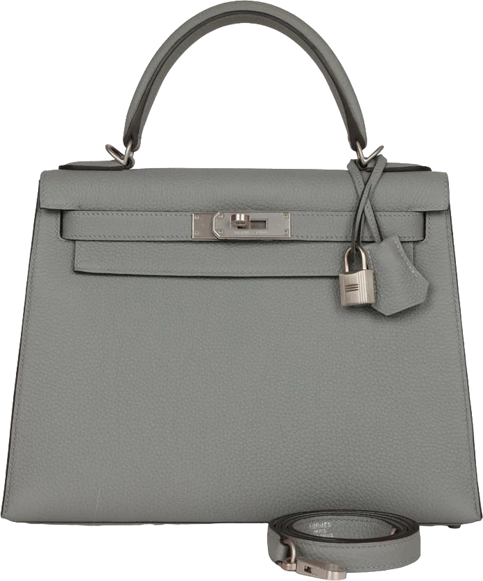 Hermes Special Order (HSS) Kelly Sellier 28 Gris Mouette Verso Togo Brushed Palladium Hardware Hermes Special Order (HSS) Kelly Sellier 28 Gris Mouette Verso Togo Brushed Palladium Hardware
