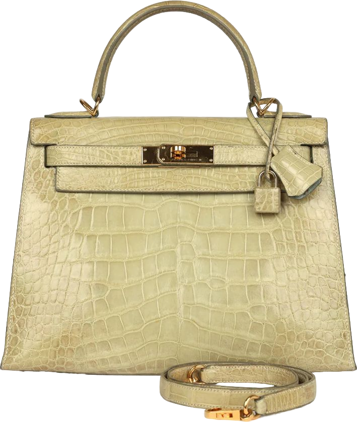 Vintage Hermes Kelly 28 Vert Celadon Natura Shiny Alligator Gold Hardware Vintage Hermes Kelly 28 Vert Celadon Natura Shiny Alligator Gold Hardware