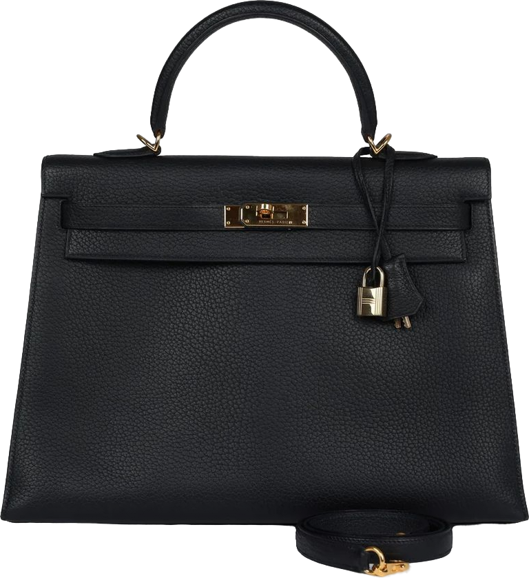 Vintage Hermes Kelly Sellier 35 Black Fjord Gold Hardware Vintage Hermes Kelly Sellier 35 Black Fjord Gold Hardware