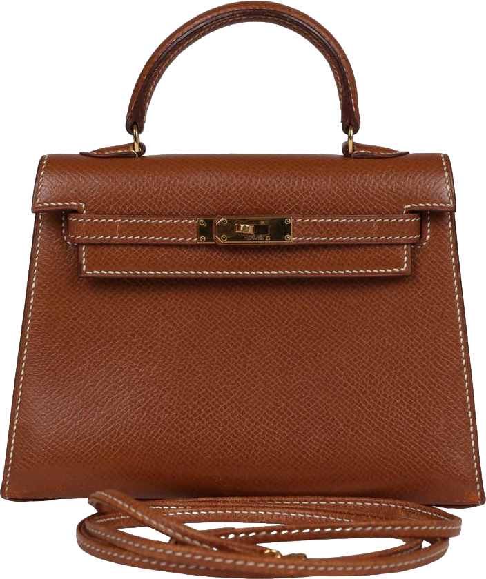 Vintage Hermes Micro Kelly Sellier 15 Gold Courchevel Gold Hardware