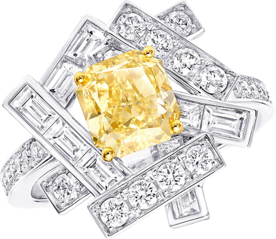 Threads Yellow and White Diamond Ring Graff