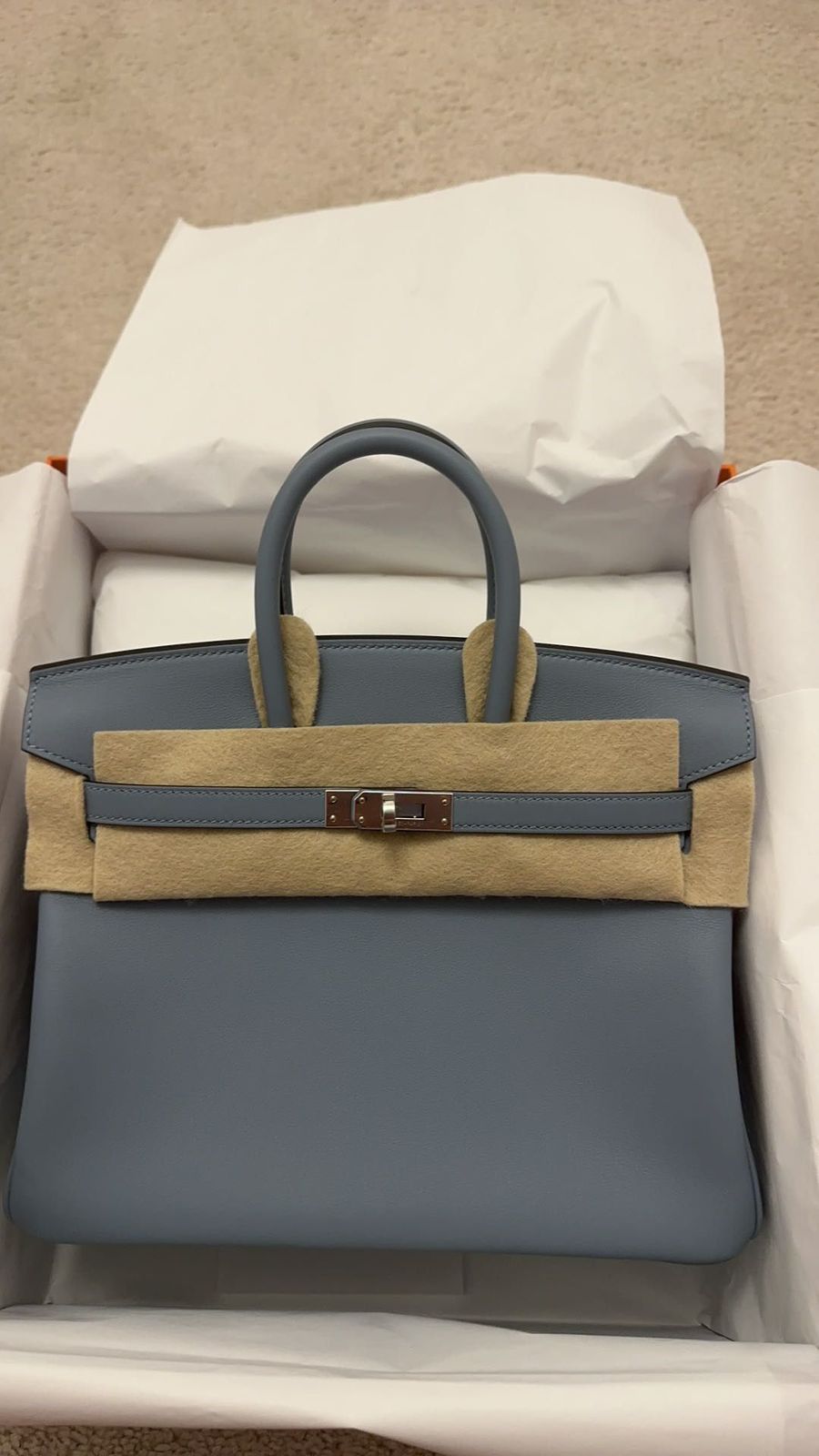 Hermes Birkin 25 Bleu Lin / Swift / phw W Hermes Birkin 25 Bleu Lin / Swift / phw W