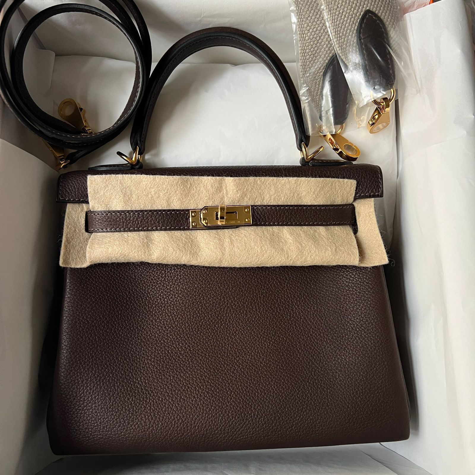 Hermes Kelly 25 Ebene / Barenia / ghw W