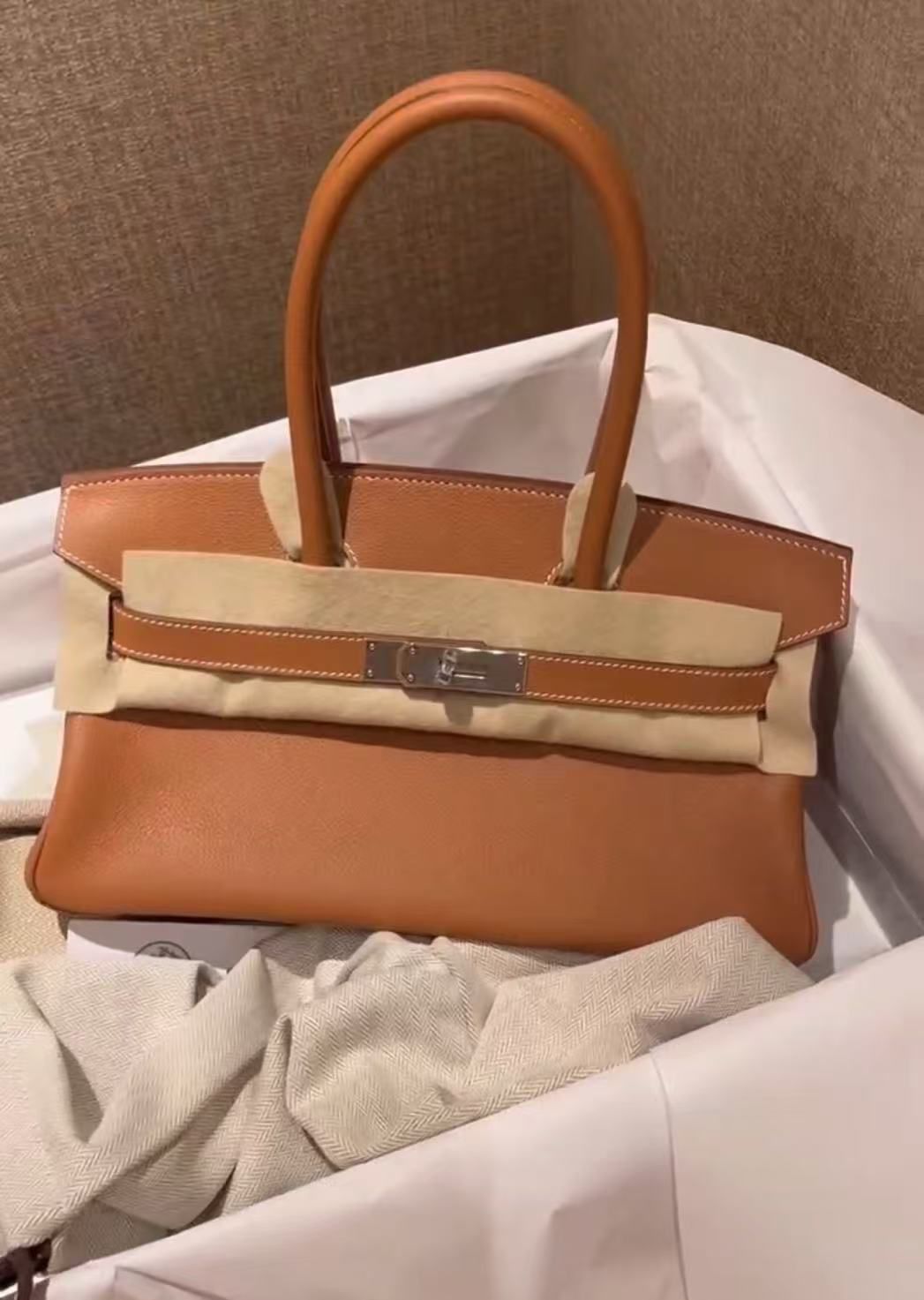Hermes Birkin shoulder light 29 gold / Evercolor / phw W