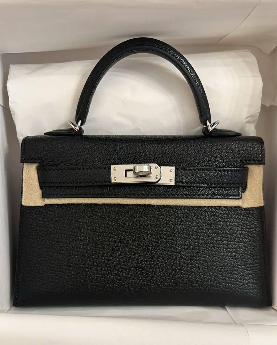 Mini Kelly verso noir / chèvre mysore / phw Mini Kelly verso noir / chèvre mysore / phw