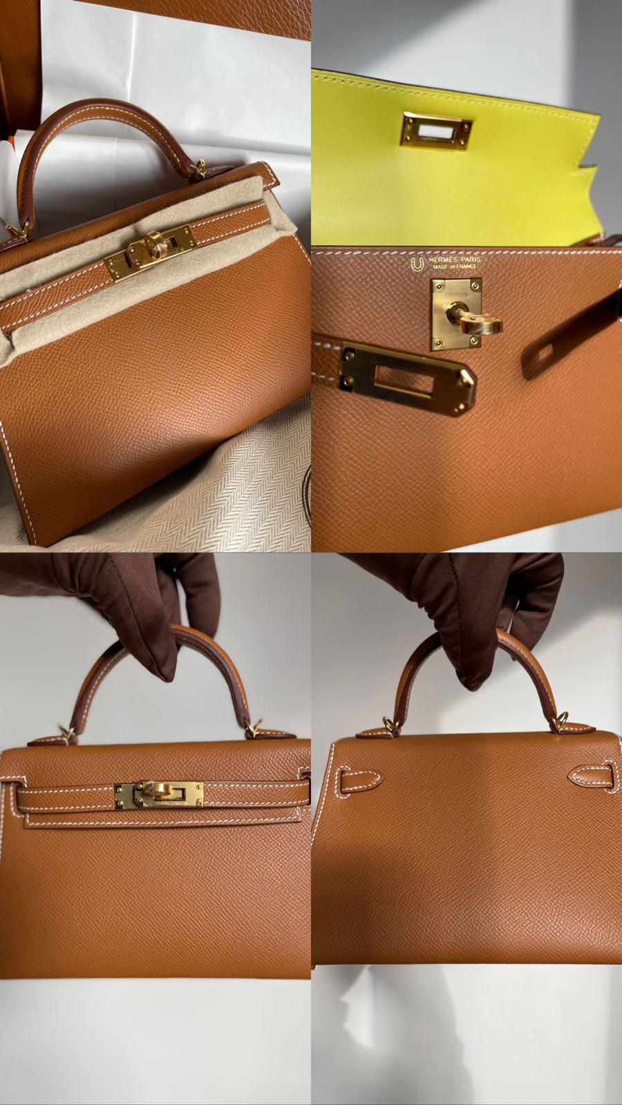 Hermes Kelly 20 Gold. Inside Yellow / Epsom / ghw w HSS Hermes Kelly 20 Gold. Inside Yellow / Epsom / ghw w HSS