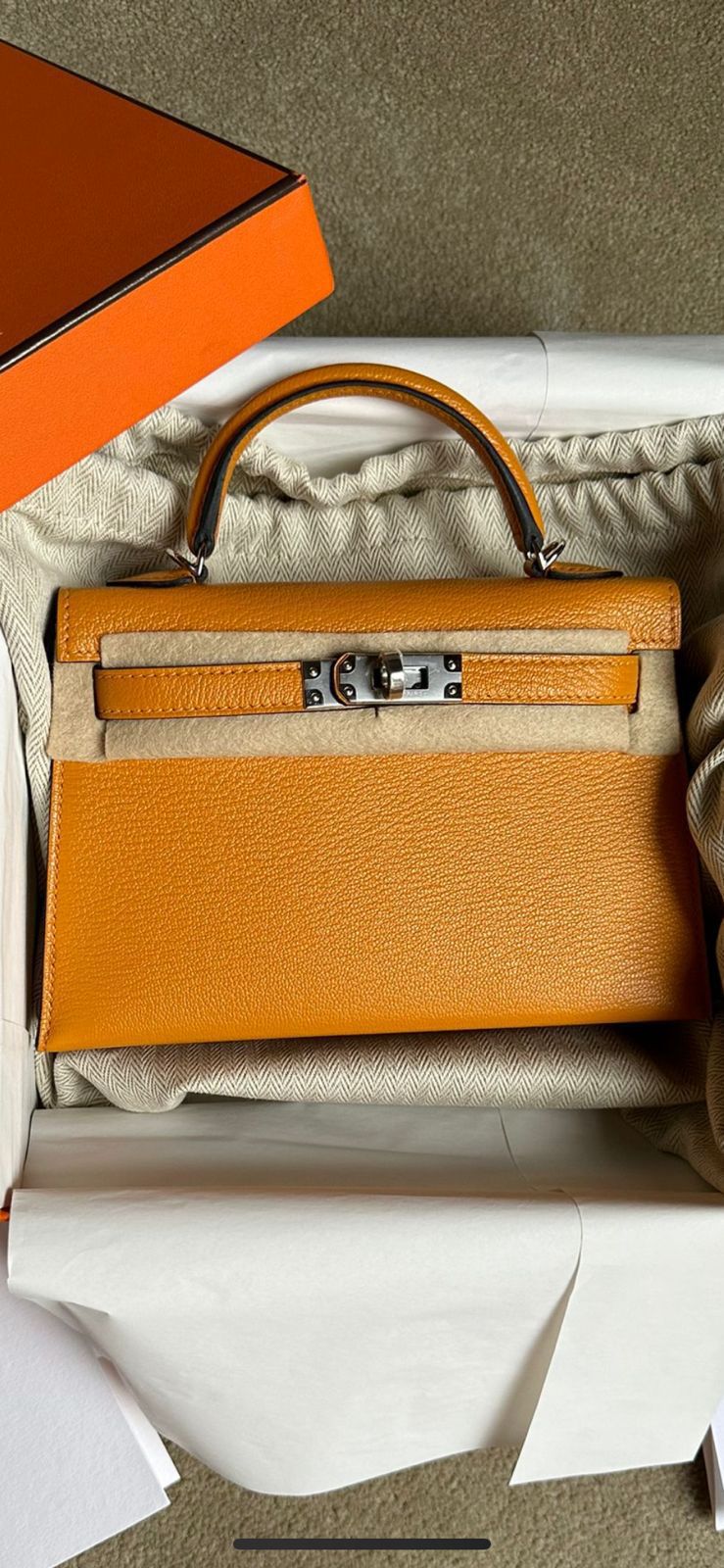 Hermes Kelly 20 Moutarde / Chèvre / phw W