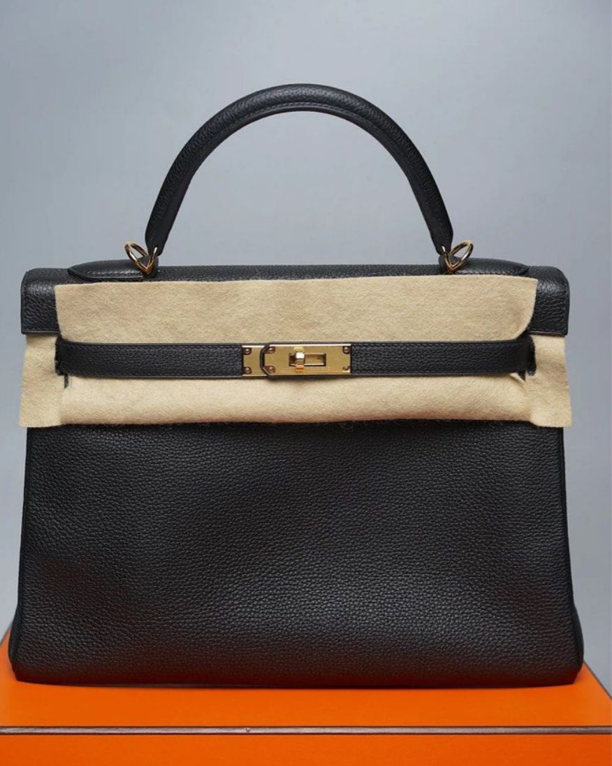 Hermes Kelly 32 noir / Togo / ghw