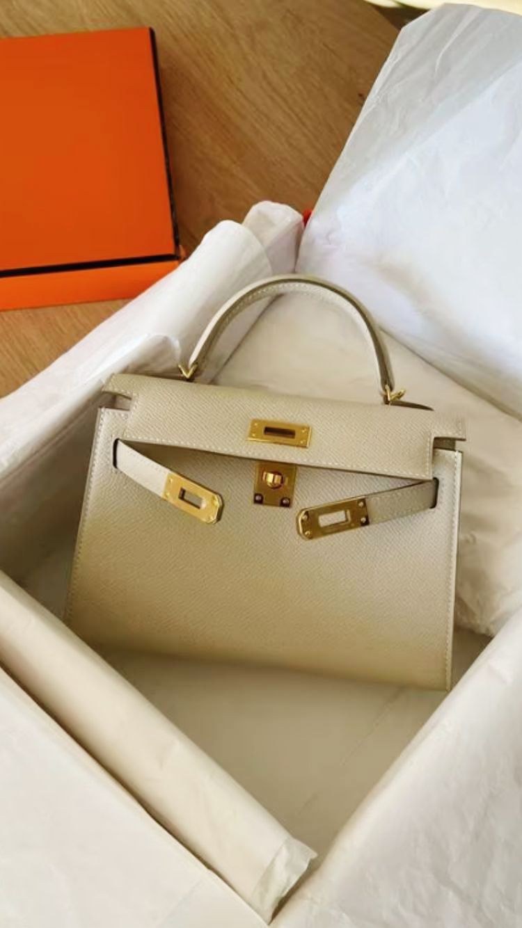 Hermes Kelly 20 s mini craie / Epsom / Ghw Y