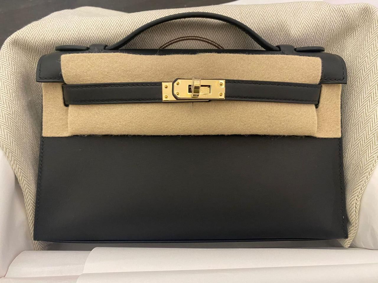Hermes Kelly Pochette noir / swift / Pbhw