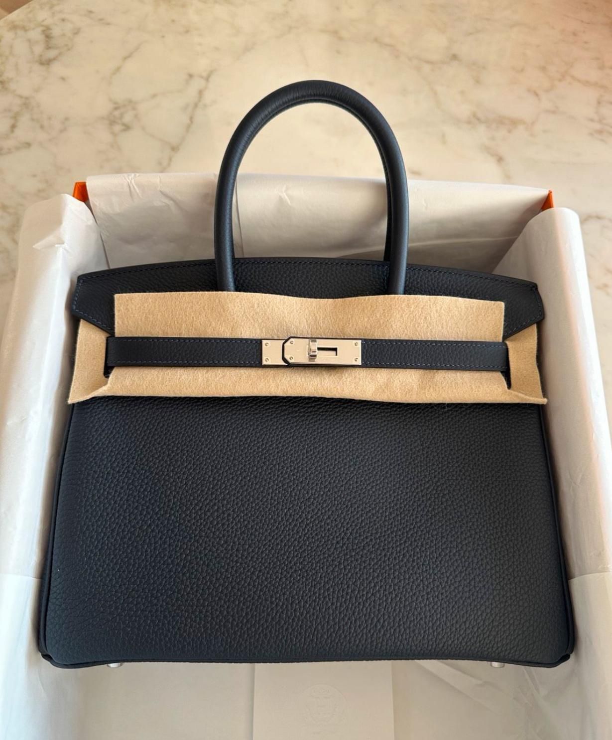 Hermes Birkin 30 bleu nuit / togo / phw