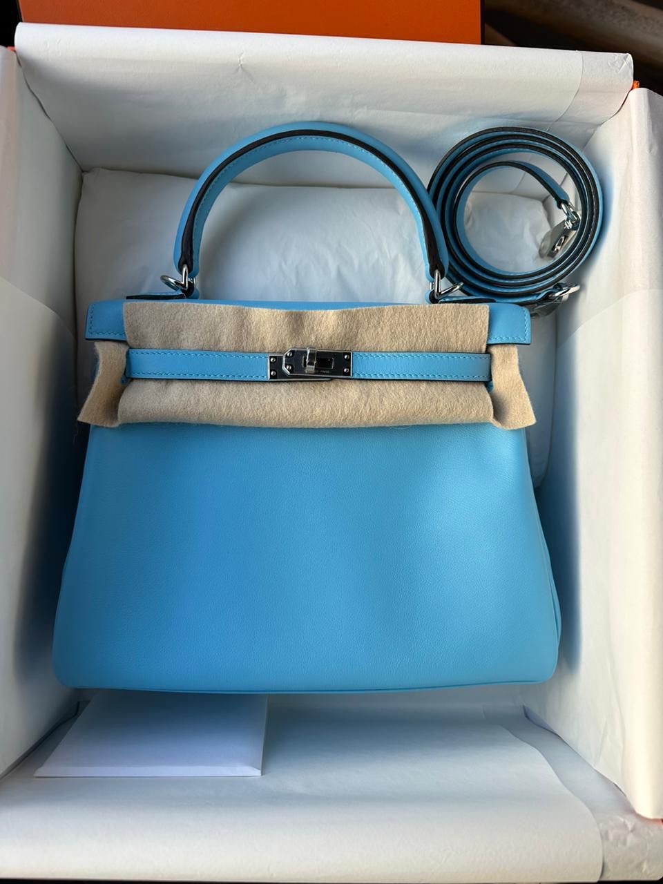 Hermes Kelly 25 bleu céleste / Swift / phw W