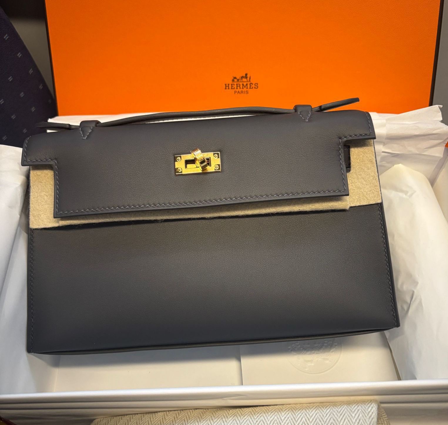 Hermes Kelly 20 Poichette ardoise / Swift / ghw