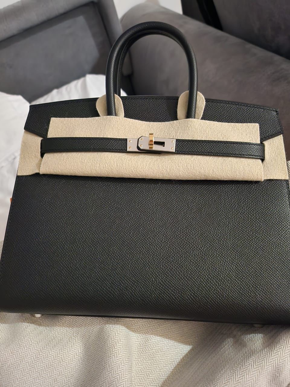 Hermes Birkin 25 noir / epsom / Pbhw